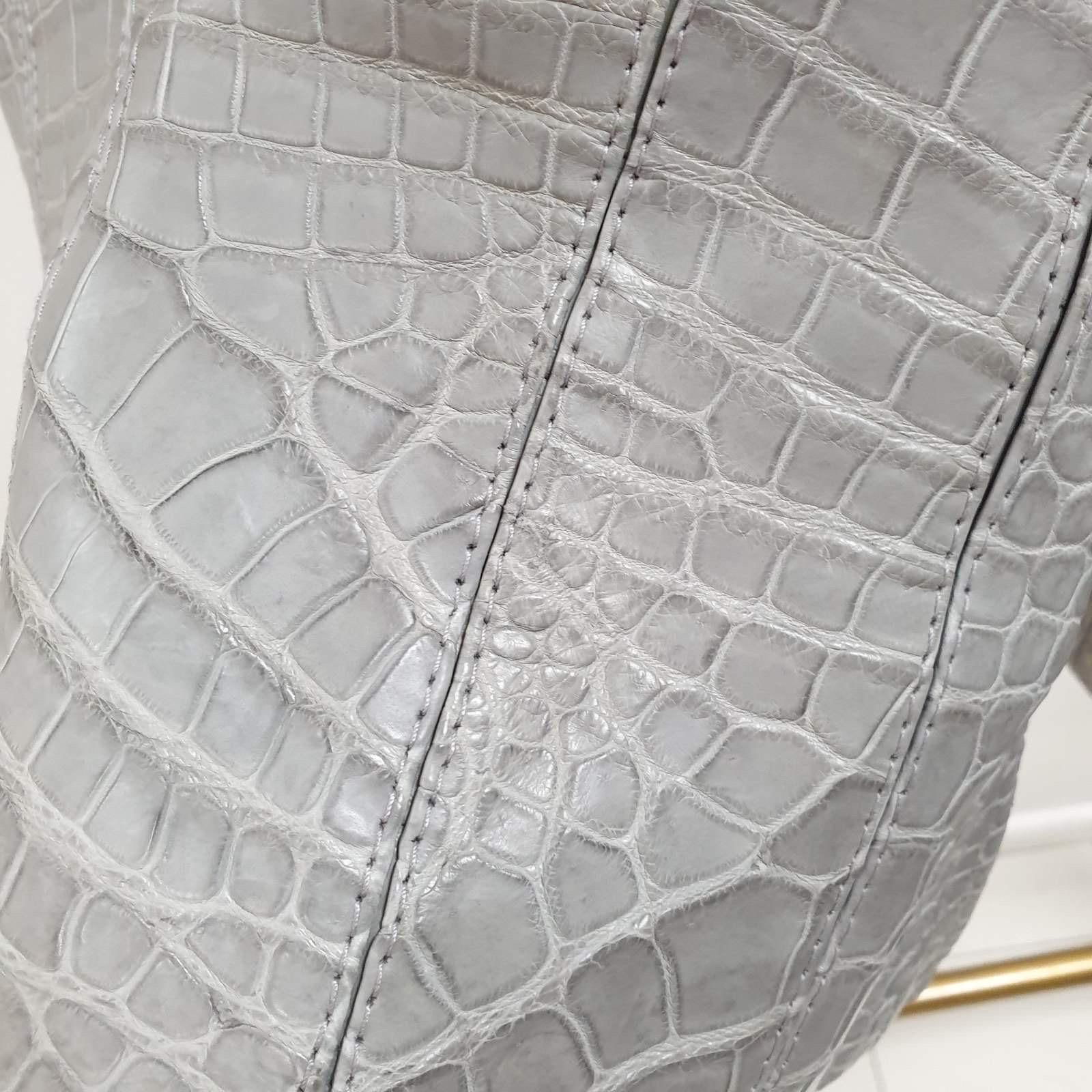 Zilly Gray Crocodile Leather Jacket For Sale 3