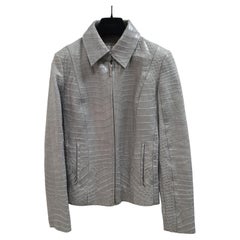 Zilli - Veste en cuir crocodile gris