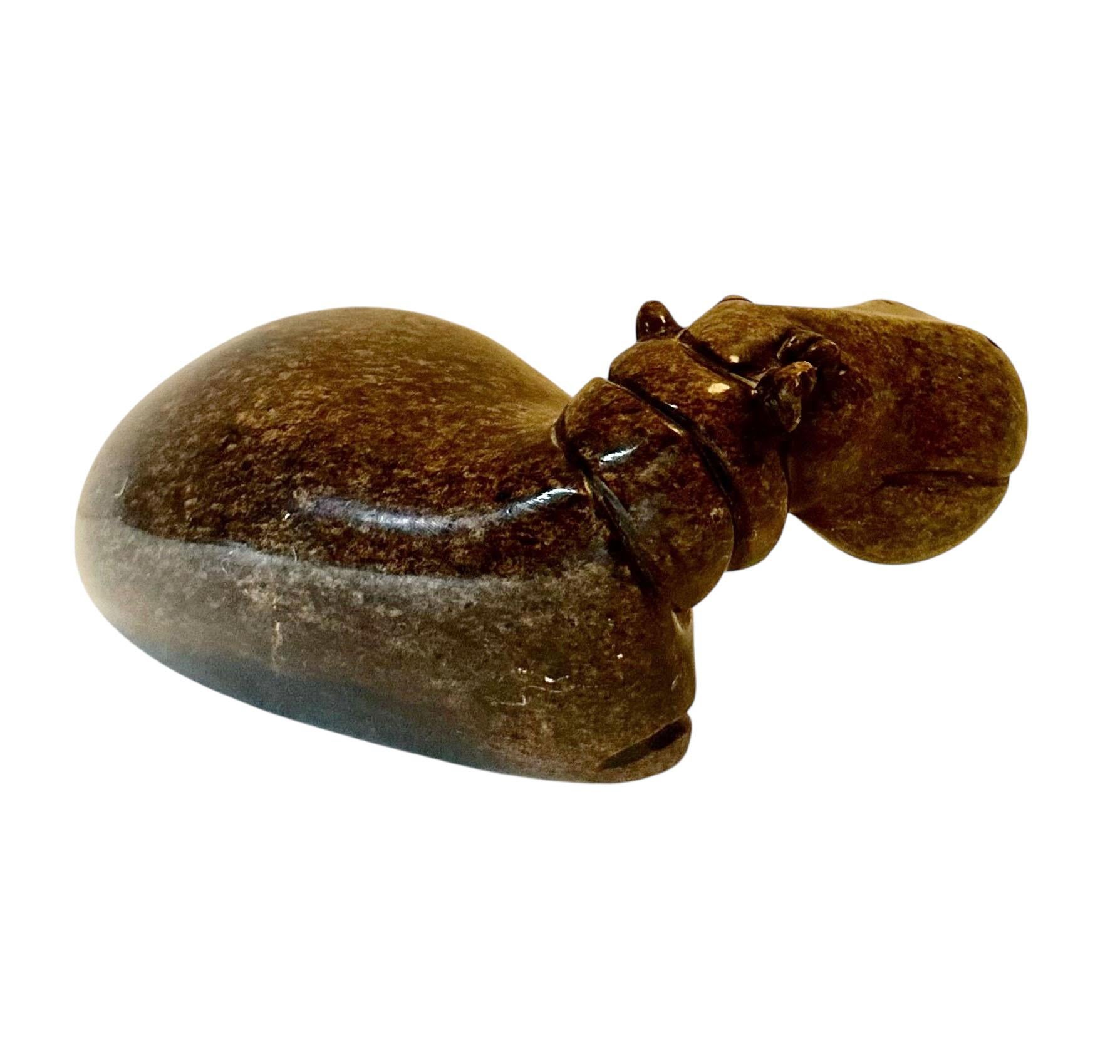 Zambien Zimbabwe Tribu Shona Hippopotame en stéatite en vente