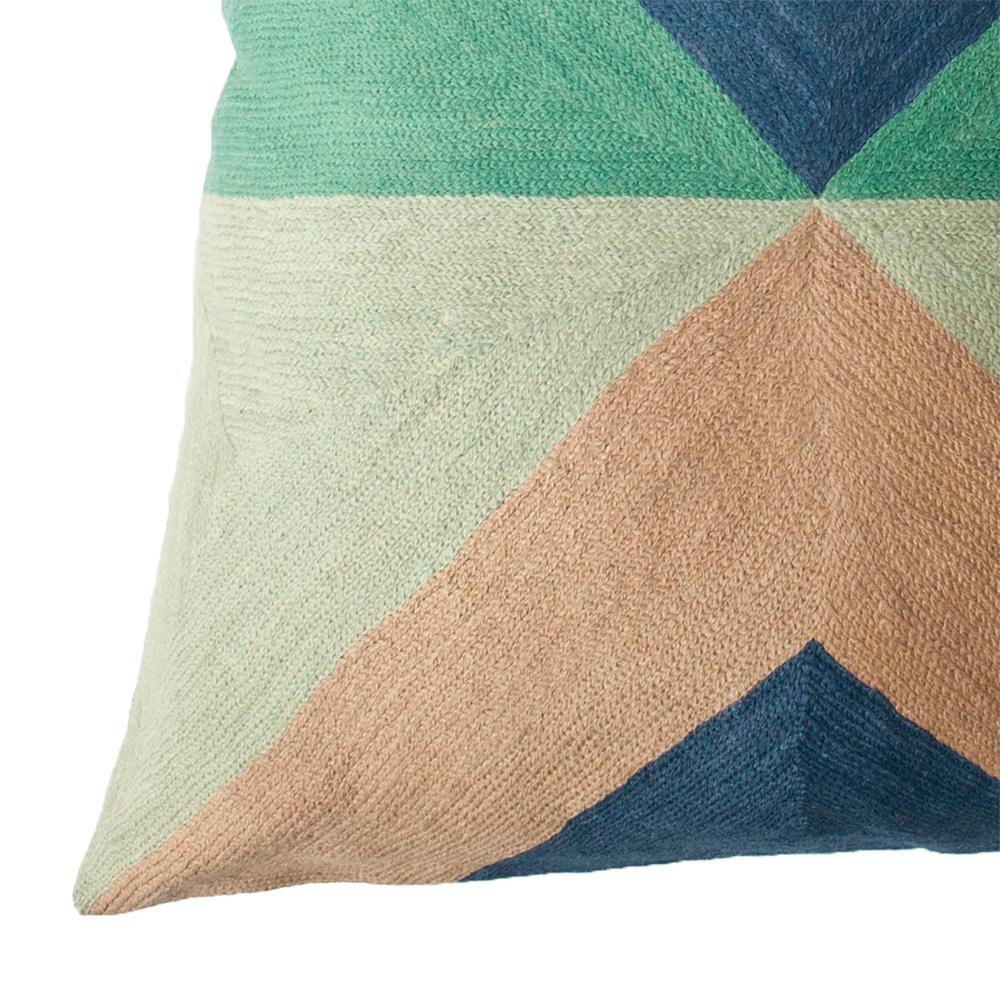 This pillow has been hand embroidered by artisans in Kashmir, India, using a traditional embroidery technique which is native to this region.

The purchase of this handcrafted pillow helps to support the artisans and preserve their Craft.

We