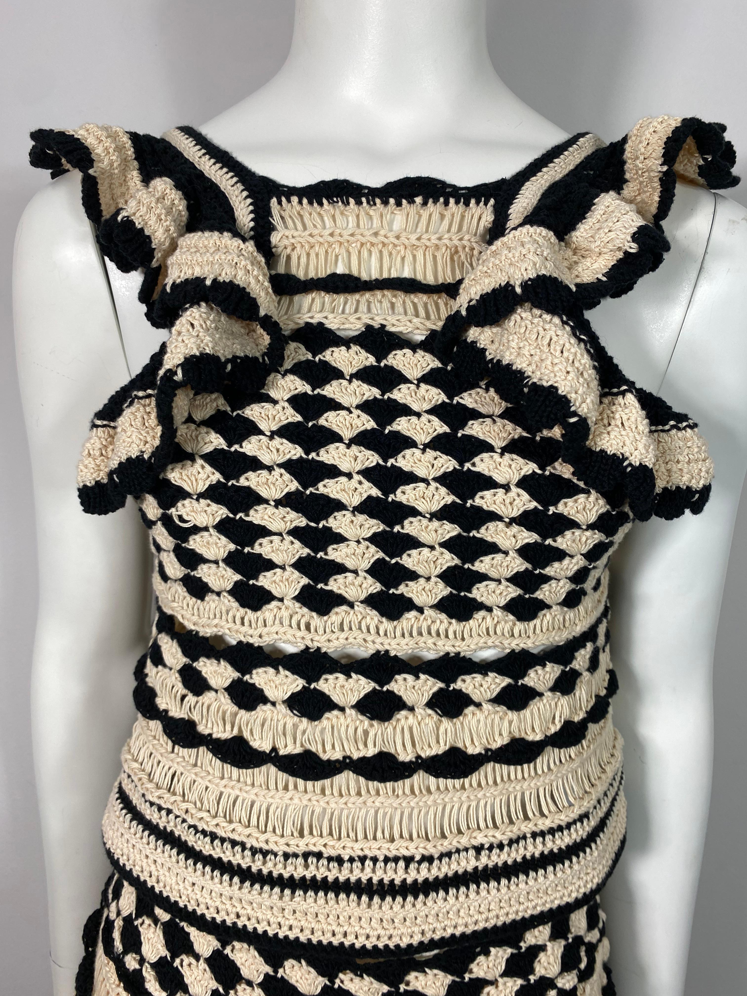 Zimmerman Ivory and Black Anneke Crochet Midi Skirt Set - Zimmerman size 0 NWT For Sale 7