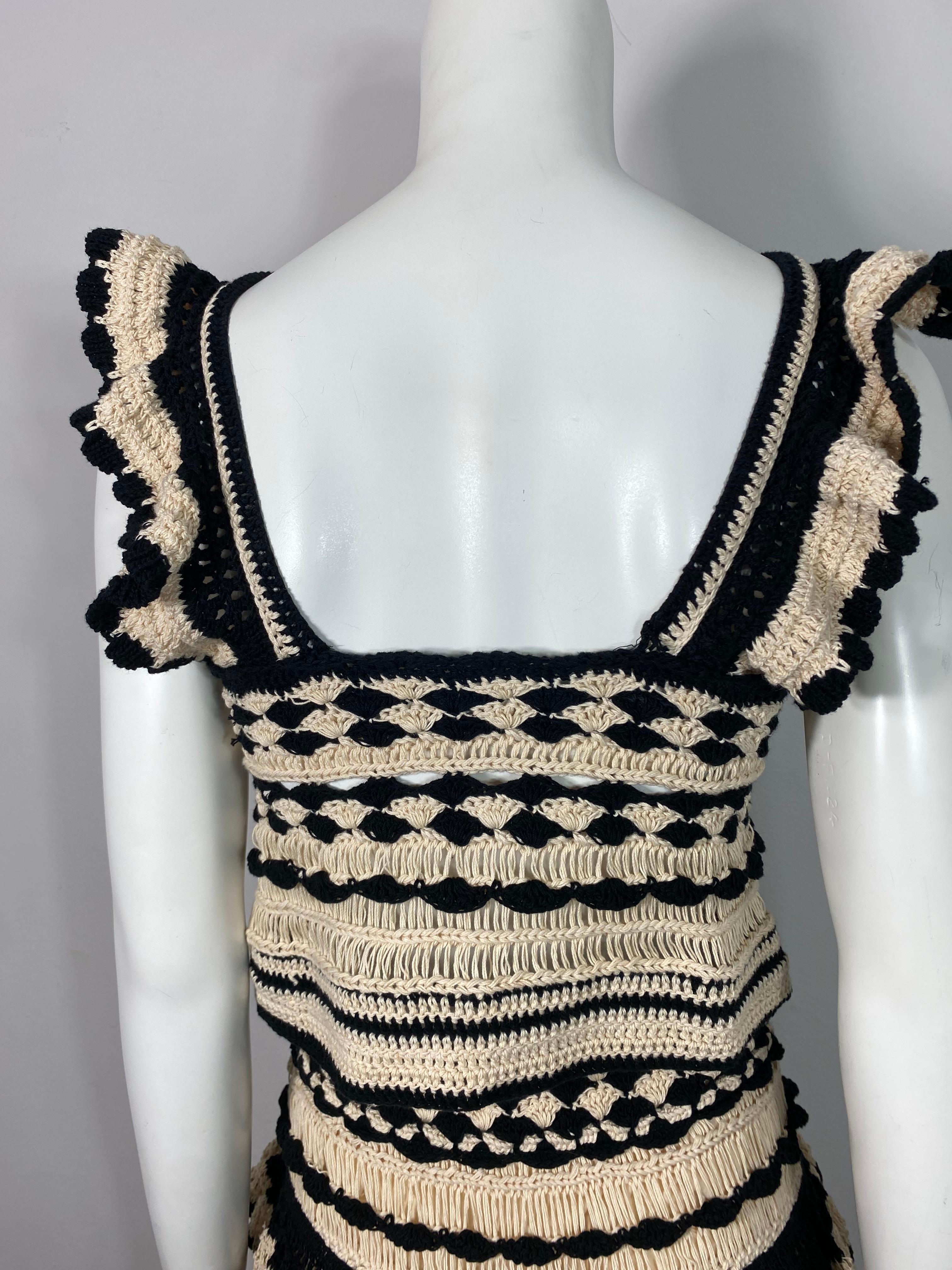 Zimmerman Ivory and Black Anneke Crochet Midi Skirt Set - Zimmerman size 0 NWT For Sale 3