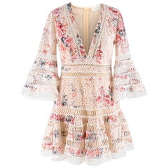 Zimmerman Laelia Flutter Eyelet V-Neck Mini Dress Dress SIZE UK 10