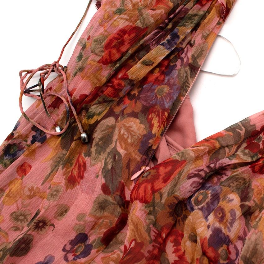 Brown Zimmerman Lovelorn Floral-Print Sleeveless Babydoll Mini Dress For Sale