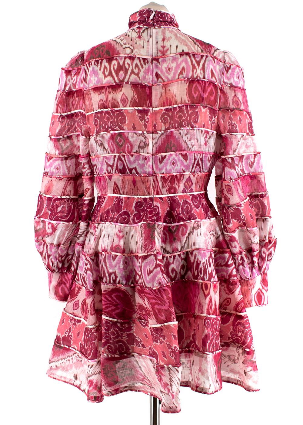 Zimmerman Rosa Ikat-Minikleid mit Spagatmuster 2 (Pink)