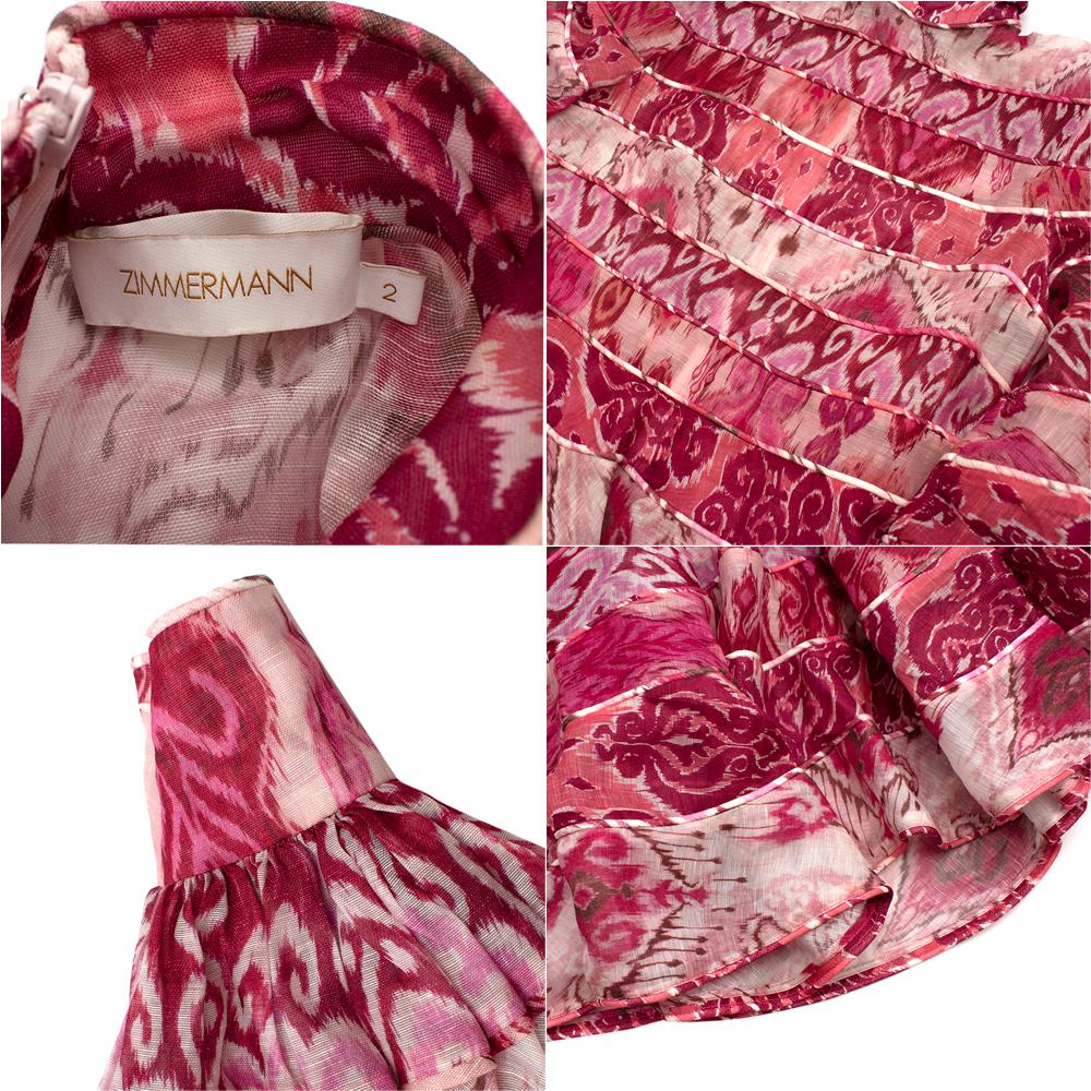 Zimmerman Pink Spliced Ikat Print Mini Dress  2  In New Condition In London, GB