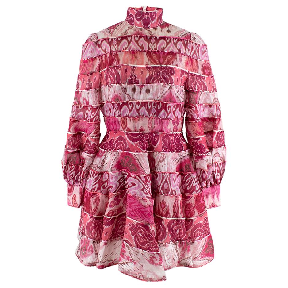 Zimmerman Pink Spliced Ikat Print Mini Dress  2 
