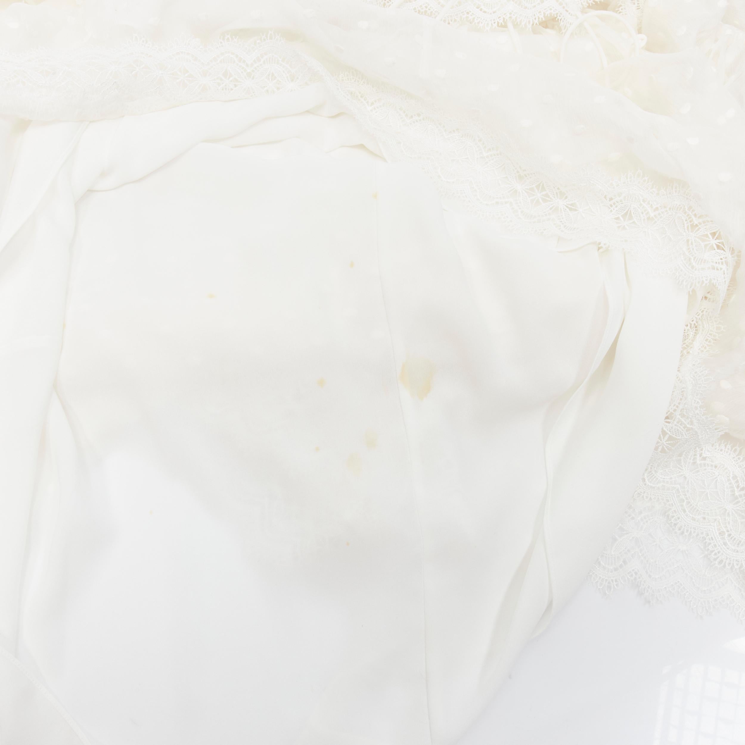 ZIMMERMAN white lace trim polka dot embroidery semi sheer boho dress US0 XS 5
