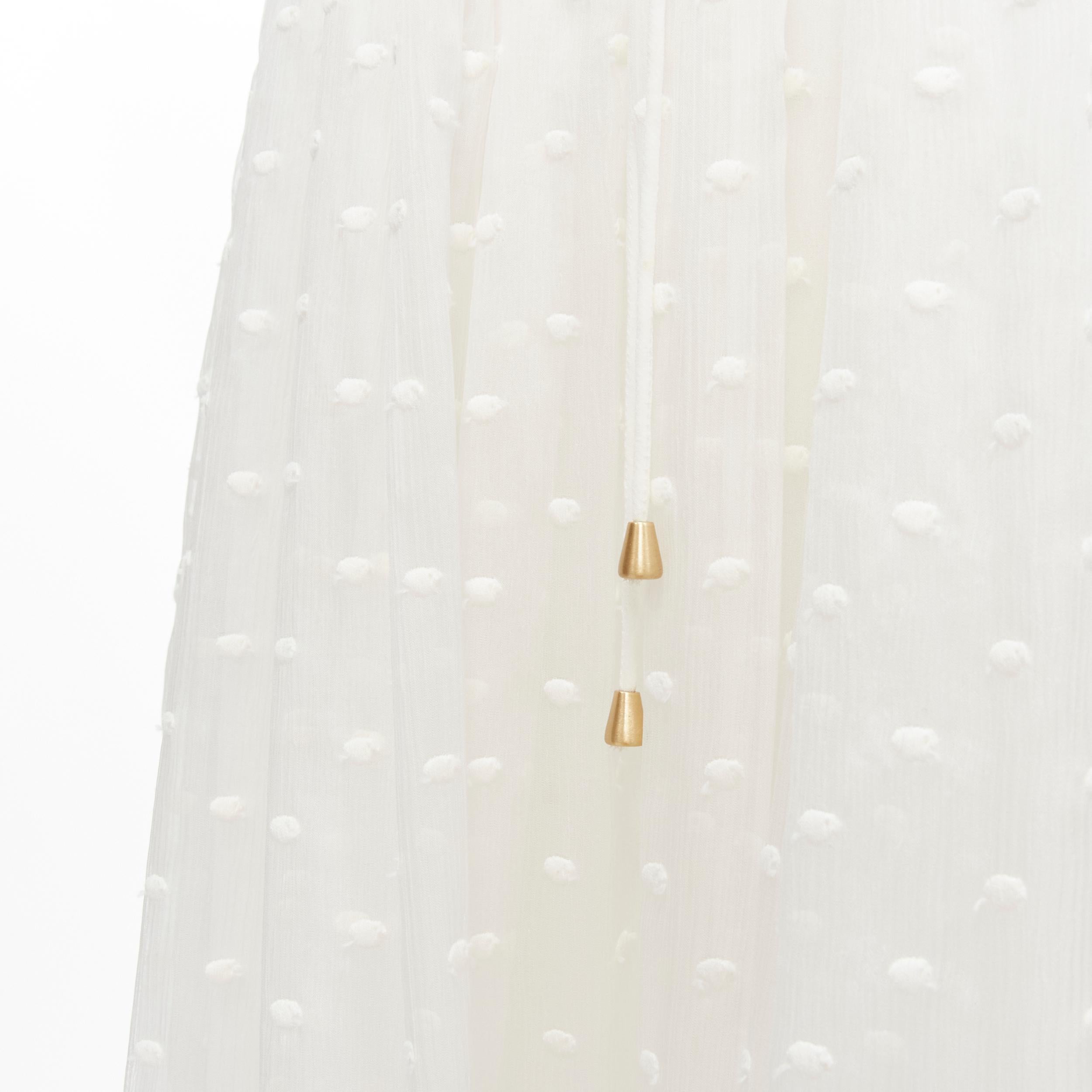 ZIMMERMAN white lace trim polka dot embroidery semi sheer boho dress US0 XS 2