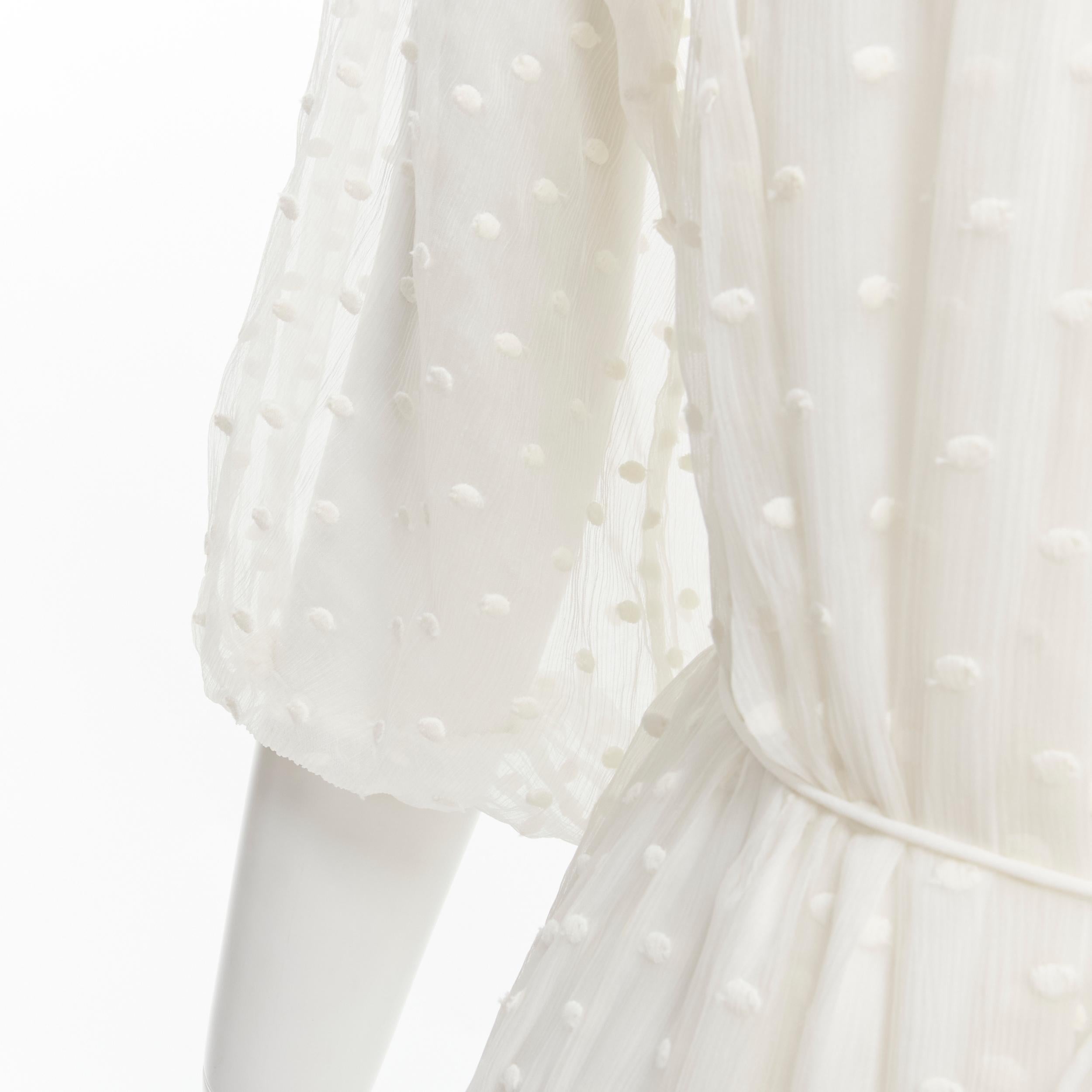 ZIMMERMAN white lace trim polka dot embroidery semi sheer boho dress US0 XS 3