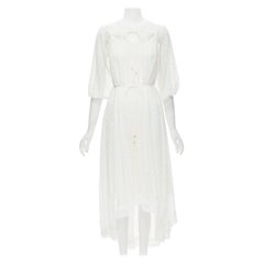ZIMMERMAN white lace trim polka dot embroidery semi sheer boho dress US0 XS