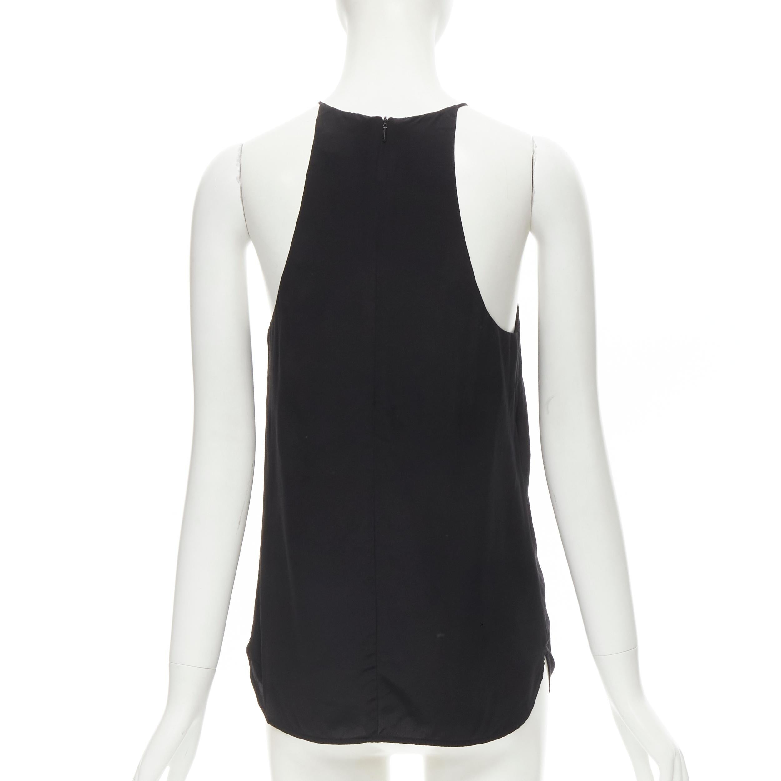 ZIMMERMANN 100% silk black racerback rounded hem tank top US0 XS In Excellent Condition For Sale In Hong Kong, NT
