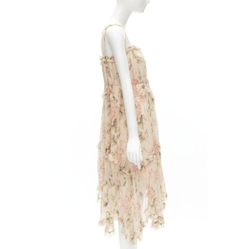 ZIMMERMANN 100% seda rosa rubor estampado floral ribete de volantes vestido de verano Sz.1 S en Excelente estado para la venta en Hong Kong, NT