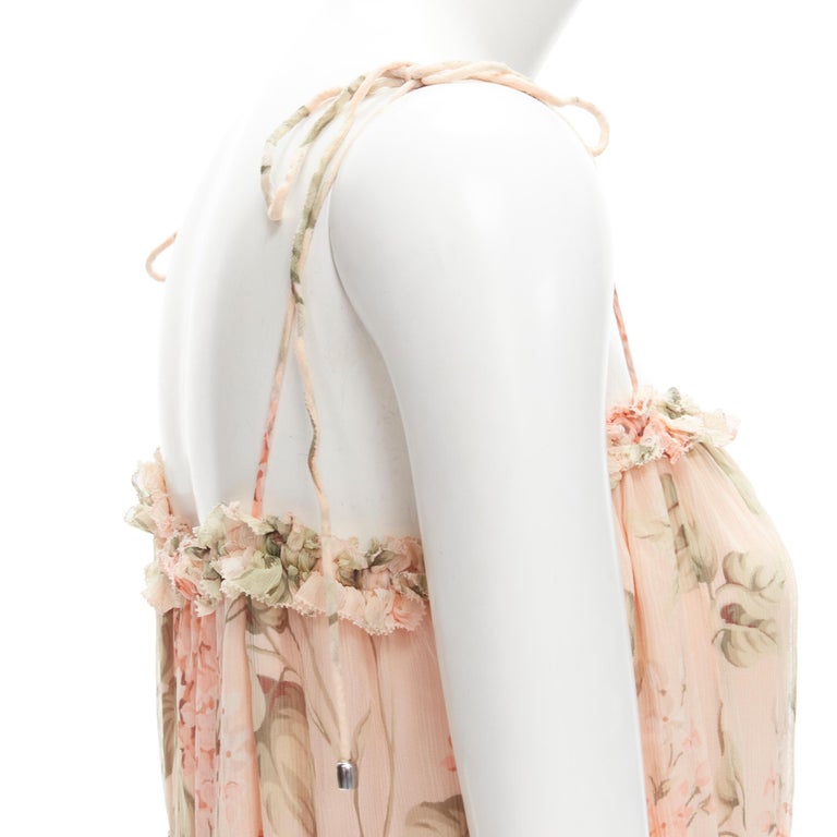 ZIMMERMANN 100% silk blush pink floral print ruffle trim summer dress Sz.1  S at 1stDibs | zimmermann summer dresses, sude.sz1, zimmermann prima dress