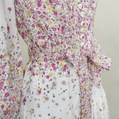 ZIMMERMANN 2020 Carnaby micro flower print white pink linen mini dress Sz1 S