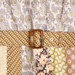 Zimmermann 2021 Robe FR42 Beige Gelb Leinen Patchwork Tageskleid UK14 US12 NWT