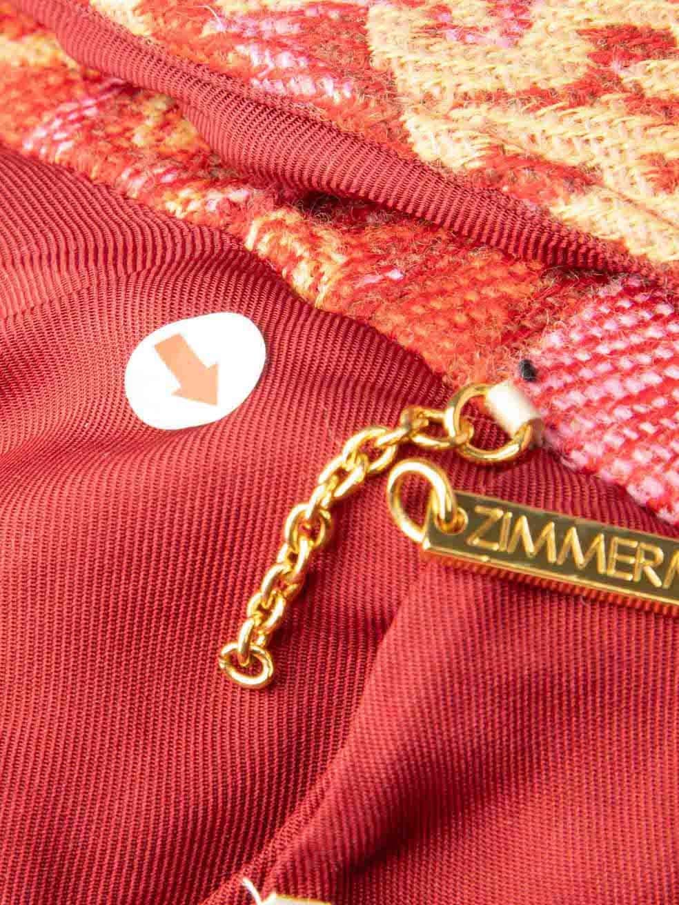Women's Zimmermann 2022 Red Faux Fur Kaleidoscope Coat Size M