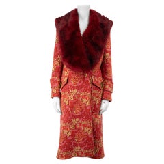 Zimmermann 2022 Red Faux Fur Kaleidoscope Coat Size M