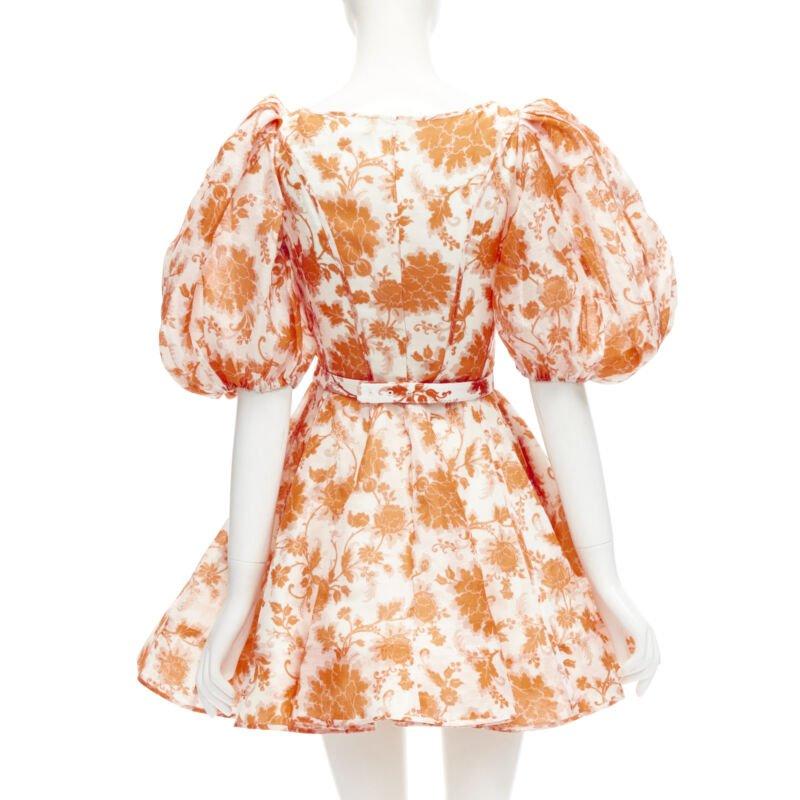 De las mujeres ZIMMERMANN 2022 Pasarela Postal naranja floral lino concha marina cinturón vestido AUS0 XS en venta