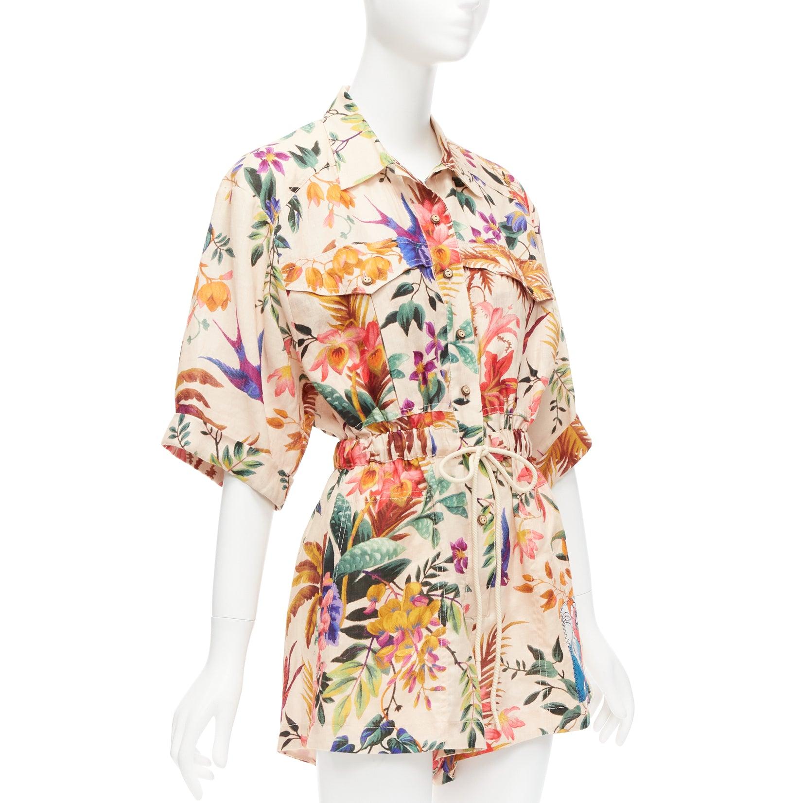 ZIMMERMANN 2022 Tropicana 100% linen cotton lined floral print playsuit Sz.0 S
Reference: AAWC/A00570
Brand: Zimmermann
Collection: Resort 2022 Tropicana
Material: Linen
Color: Nude, Multicolour
Pattern: Floral
Closure: Button
Lining: Beige
