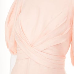 ZIMMERMANN 2022 Wrap Bodice soft blush pink linen puff sleeve dress US1 XS