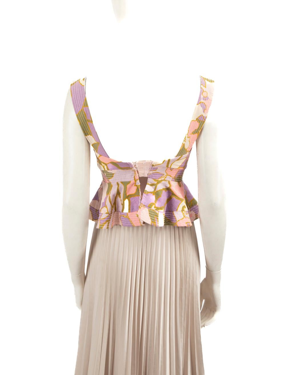 Beige Zimmermann Abstract Patterened Bustier Crop Top Size S For Sale