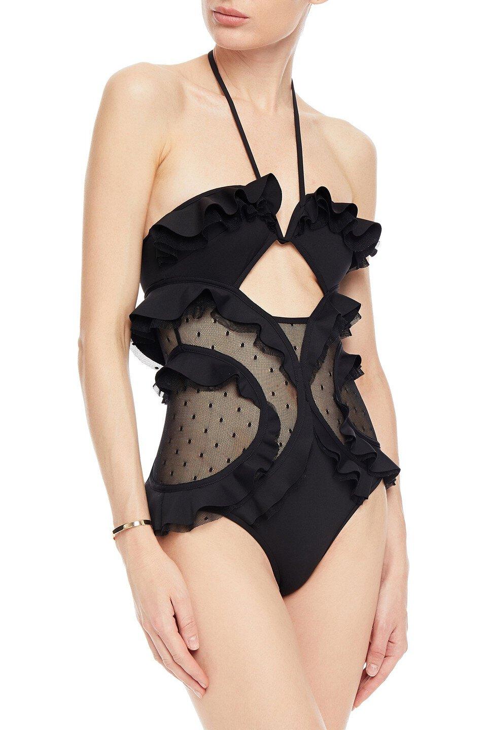 Zimmermann Allia Circular Frill Mesh Swimsuit In New Condition In Amman, JO