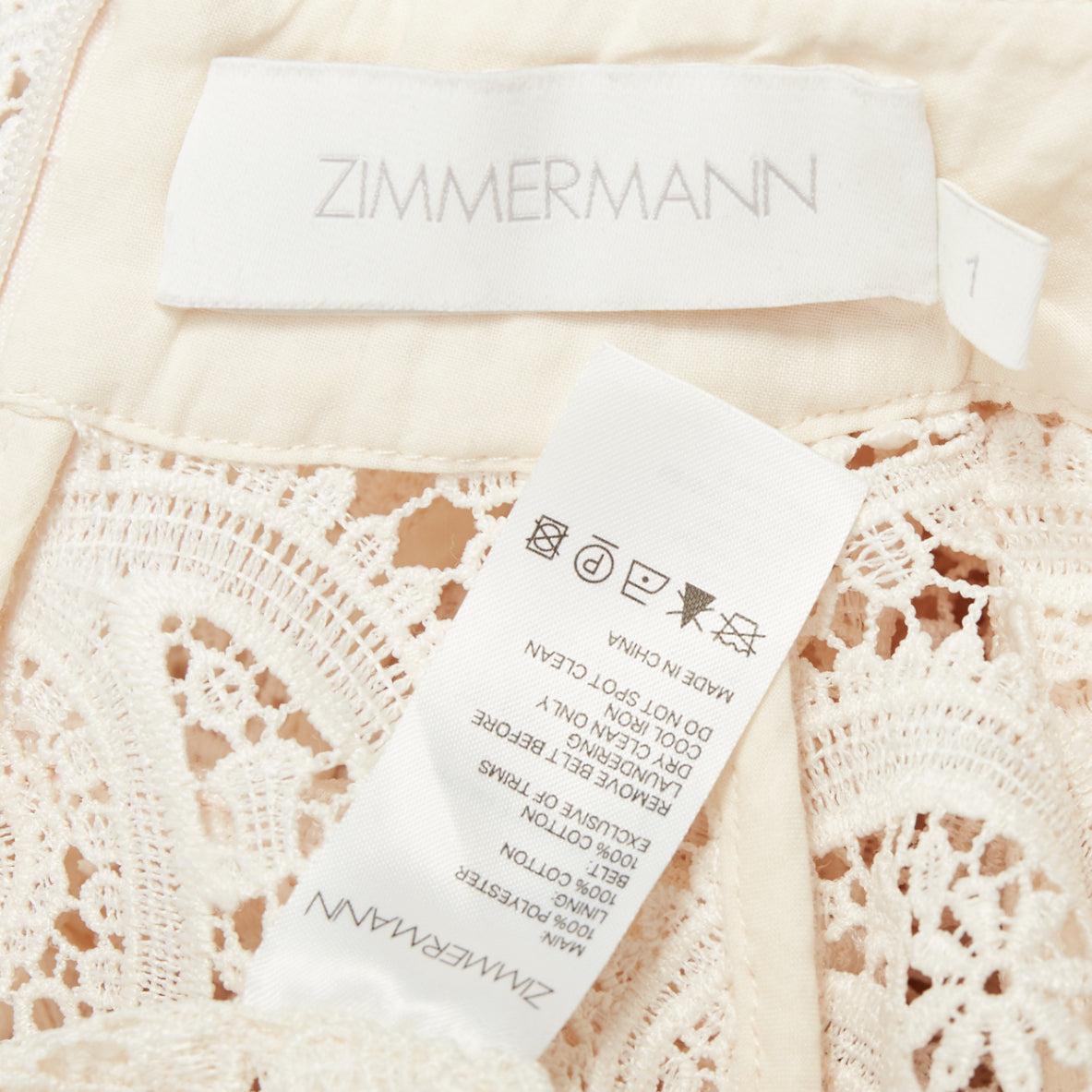ZIMMERMANN Amari creme paisley floral lace cotton lined peasant dress Sz1 S im Angebot 3