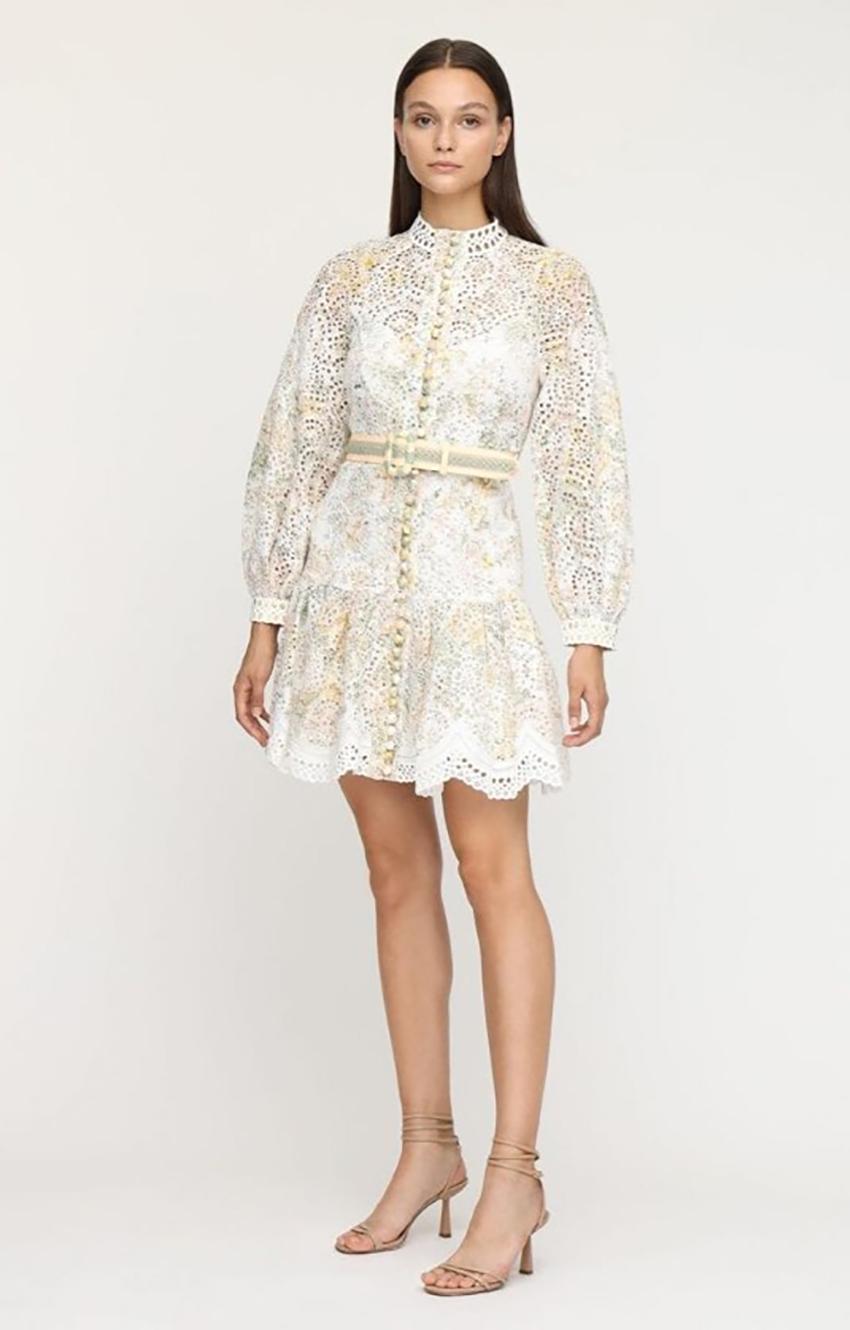 Zimmermann

Take a leap of faith and shop this ZIMMERMANN AMELIE EMBROIDERED LINEN MINI DRESS. 
Wear this outfit when you’re going out with friends or with bae. 
The dress features decorative front buttons to the hem. 
The dress also has an