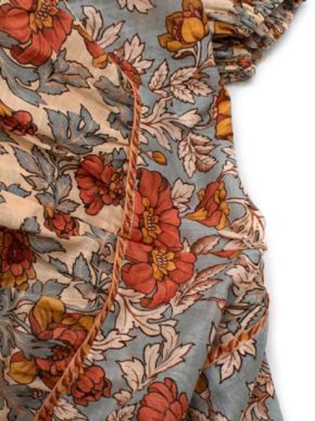Women's Zimmermann Andie Orange & Blue Floral Print Button Down Mini Dress For Sale