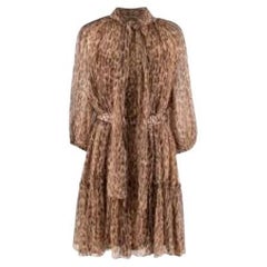 Zimmermann Animal Print Espionage Neck Tie Mini Dress