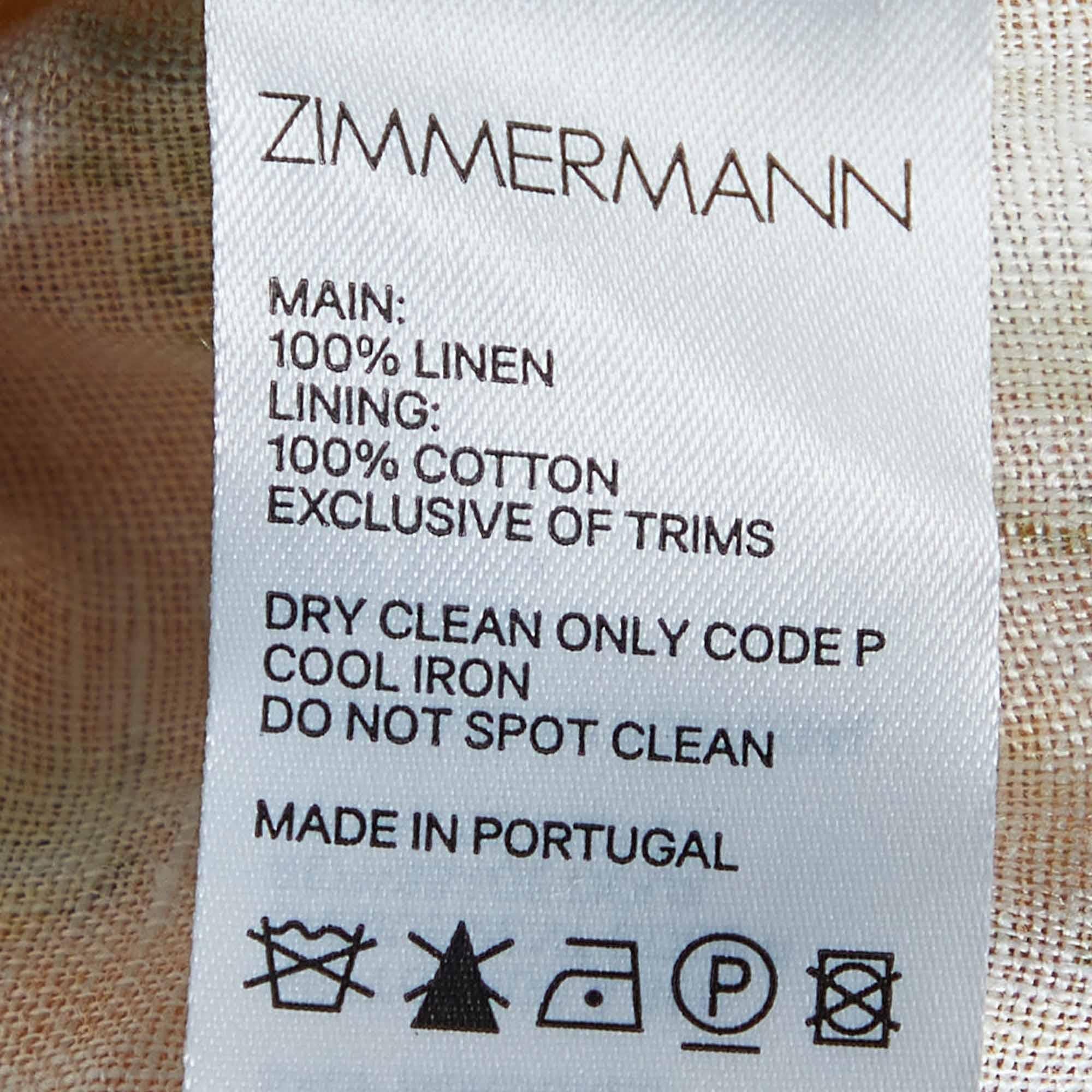 Zimmermann Beige Floral Printed Linen Corset Mini Dress M In Excellent Condition In Dubai, Al Qouz 2