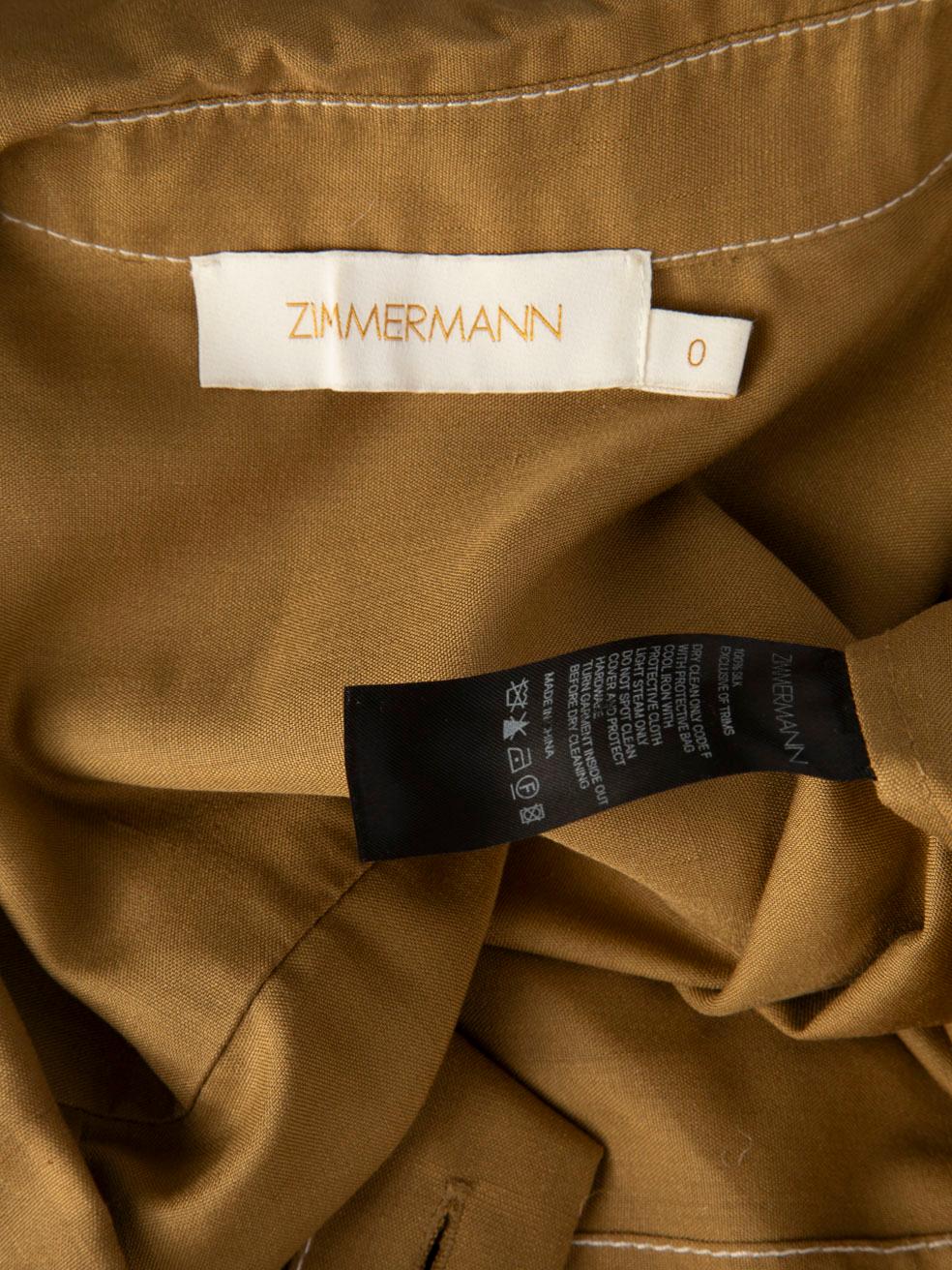 Zimmermann Beige Seide lange Ärmel Jumpsuit Größe S 1