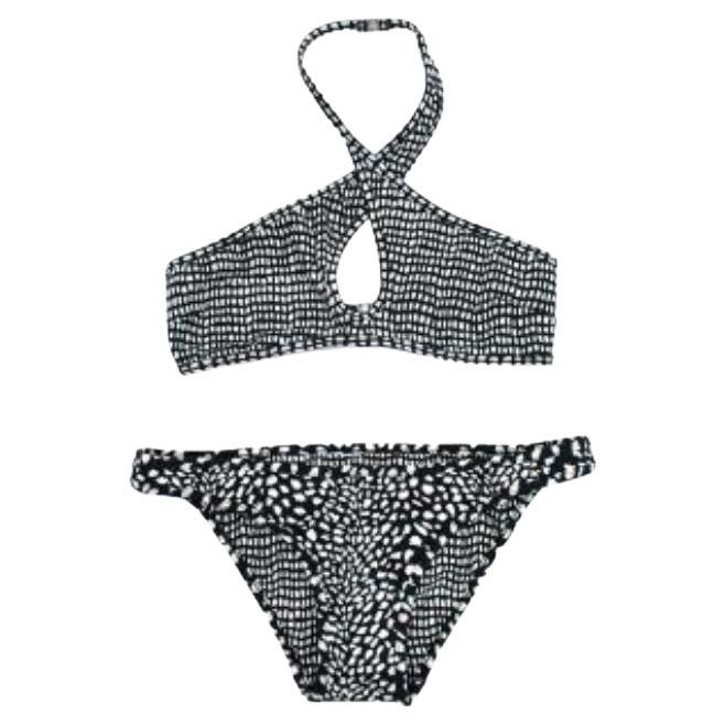 Zimmermann Black and White Patterned Halterneck Bikini For Sale