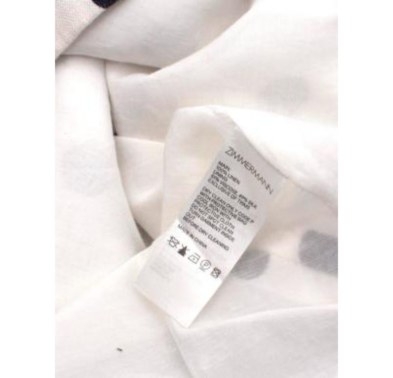 Zimmermann Black and White Polka Dot Linen Bow Detail Mini Dress For Sale 6