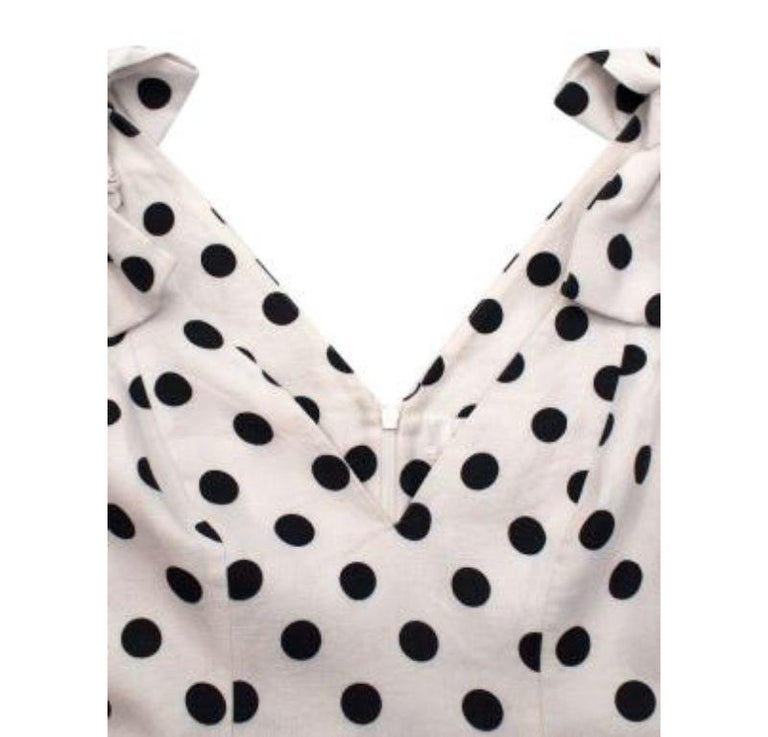 Zimmermann Black and White Polka Dot Linen Bow Detail Mini Dress For