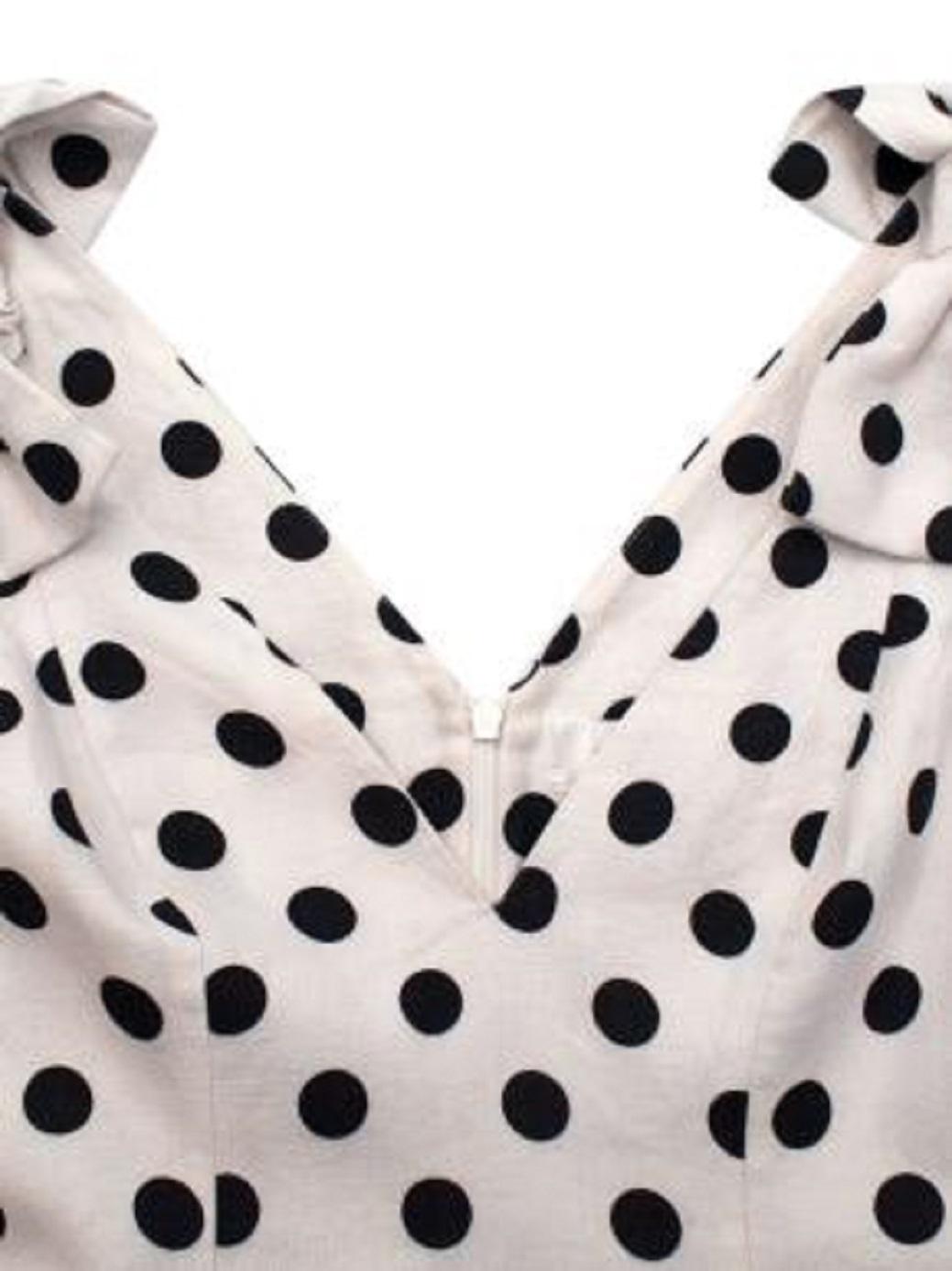 Zimmermann Black and White Polka Dot Linen Bow Detail Mini Dress In Good Condition For Sale In London, GB