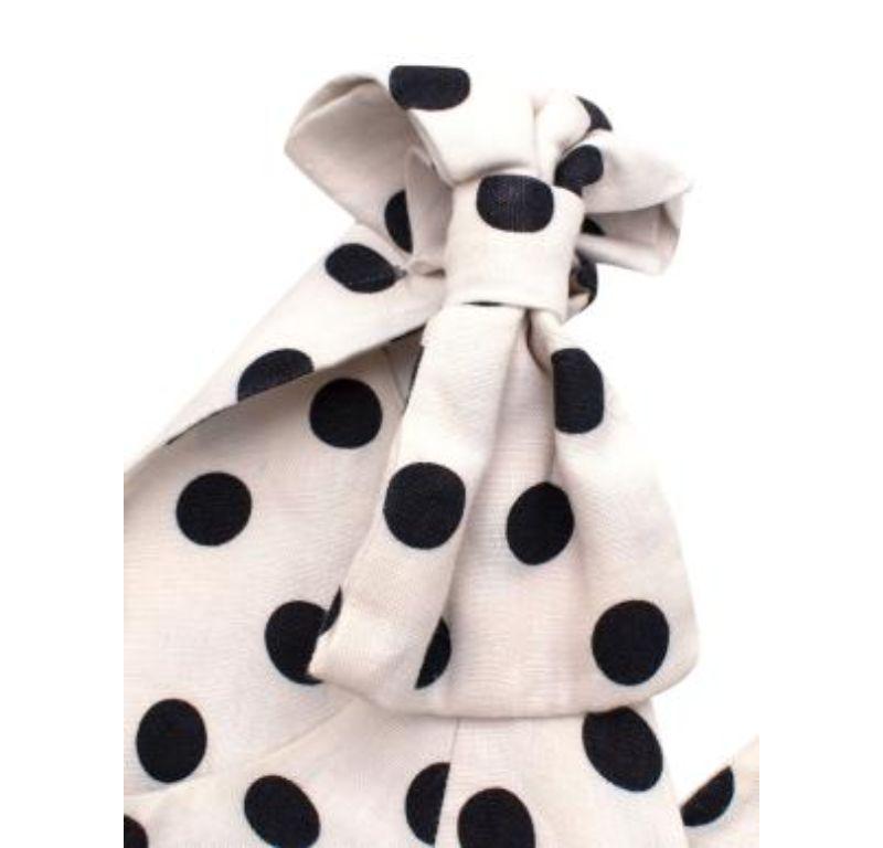 Zimmermann Black and White Polka Dot Linen Bow Detail Mini Dress For Sale 2