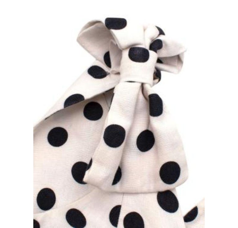 Zimmermann Black and White Polka Dot Linen Bow Detail Mini Dress For
