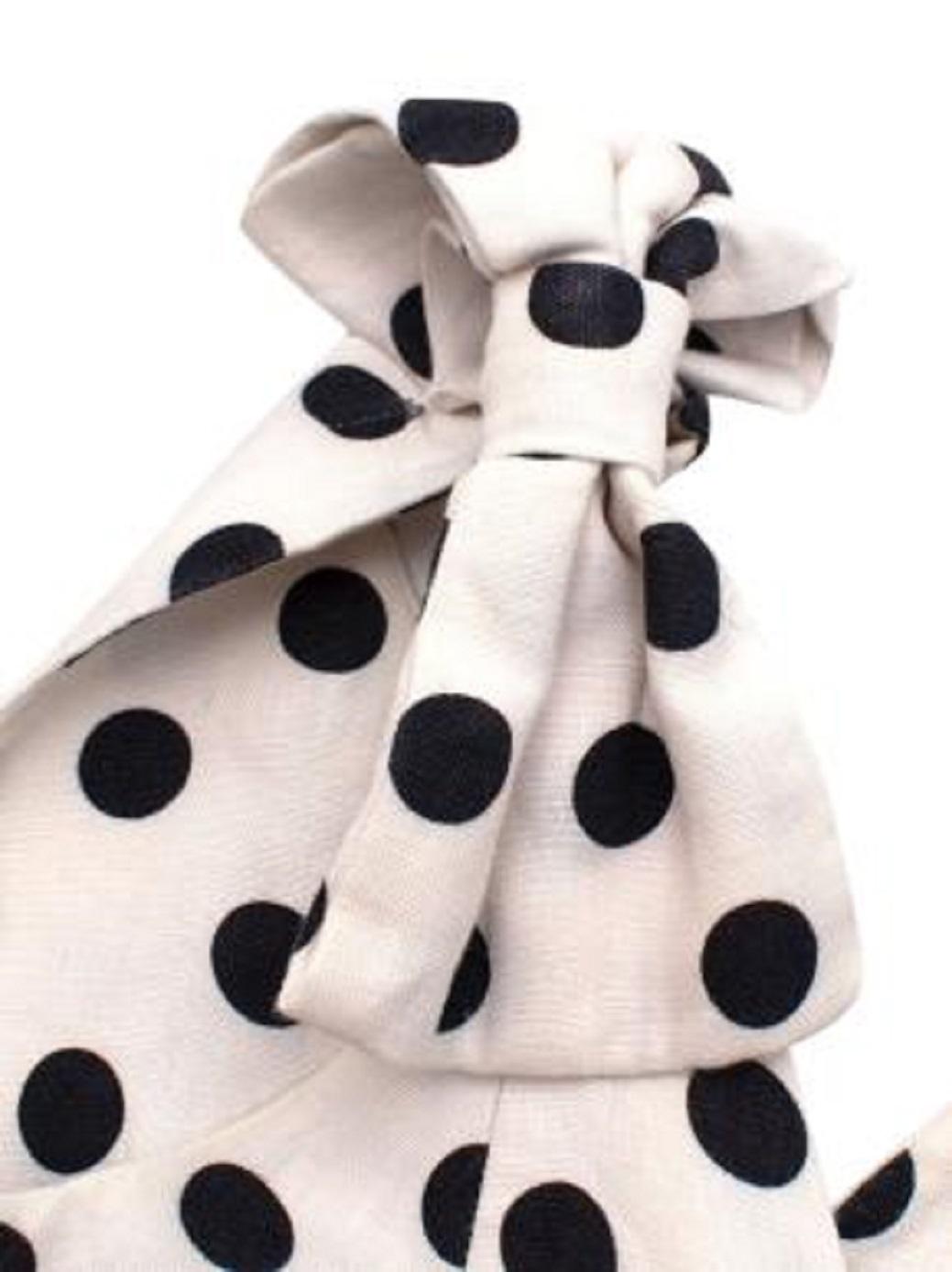 Zimmermann Black and White Polka Dot Linen Bow Detail Mini Dress For Sale 1