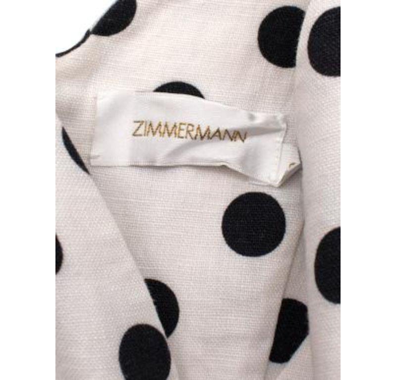 Zimmermann Black and White Polka Dot Linen Bow Detail Mini Dress For Sale 5