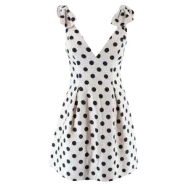 Zimmermann Black and White Polka Dot Linen Bow Detail Mini Dress For