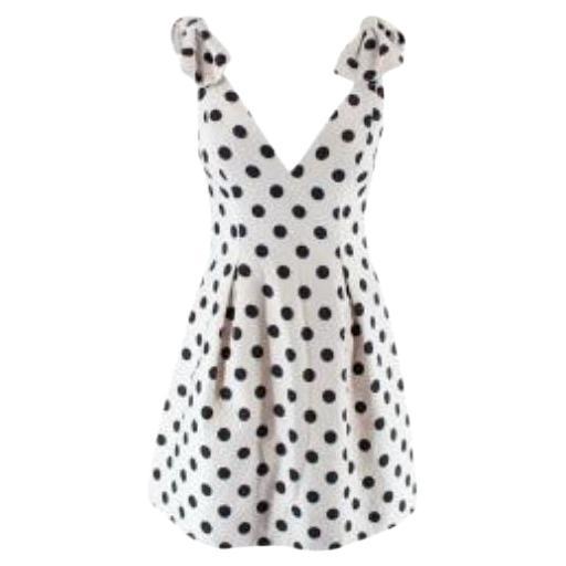Zimmermann Black and White Polka Dot Linen Bow Detail Mini Dress For Sale