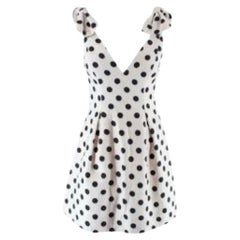 Zimmermann Black and White Polka Dot Linen Bow Detail Mini Dress