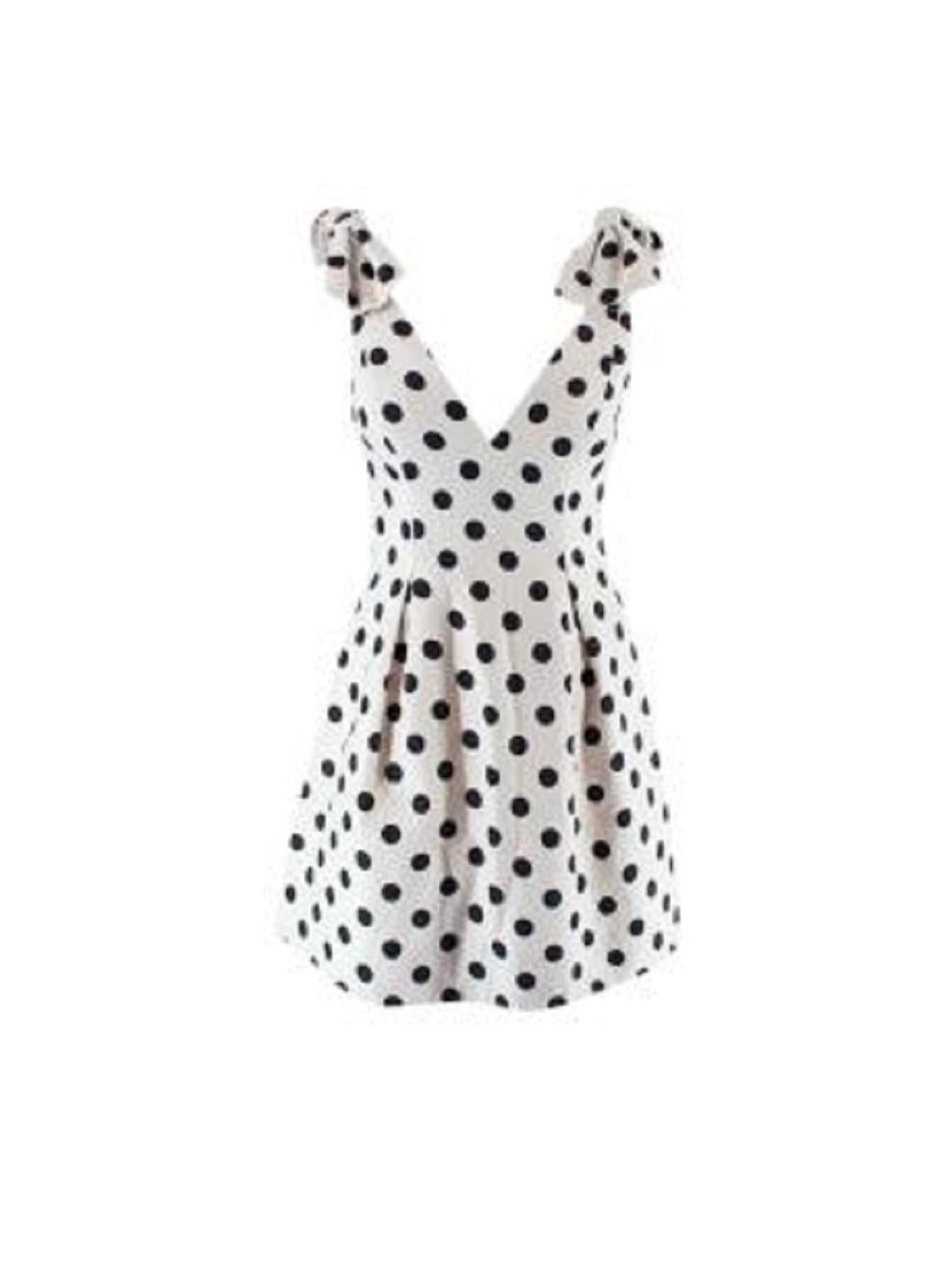Zimmermann Black and White Polka Dot Linen Bow Detail Mini Dress For Sale