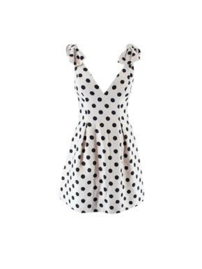 Zimmermann Black and White Polka Dot Linen Bow Detail Mini Dress For