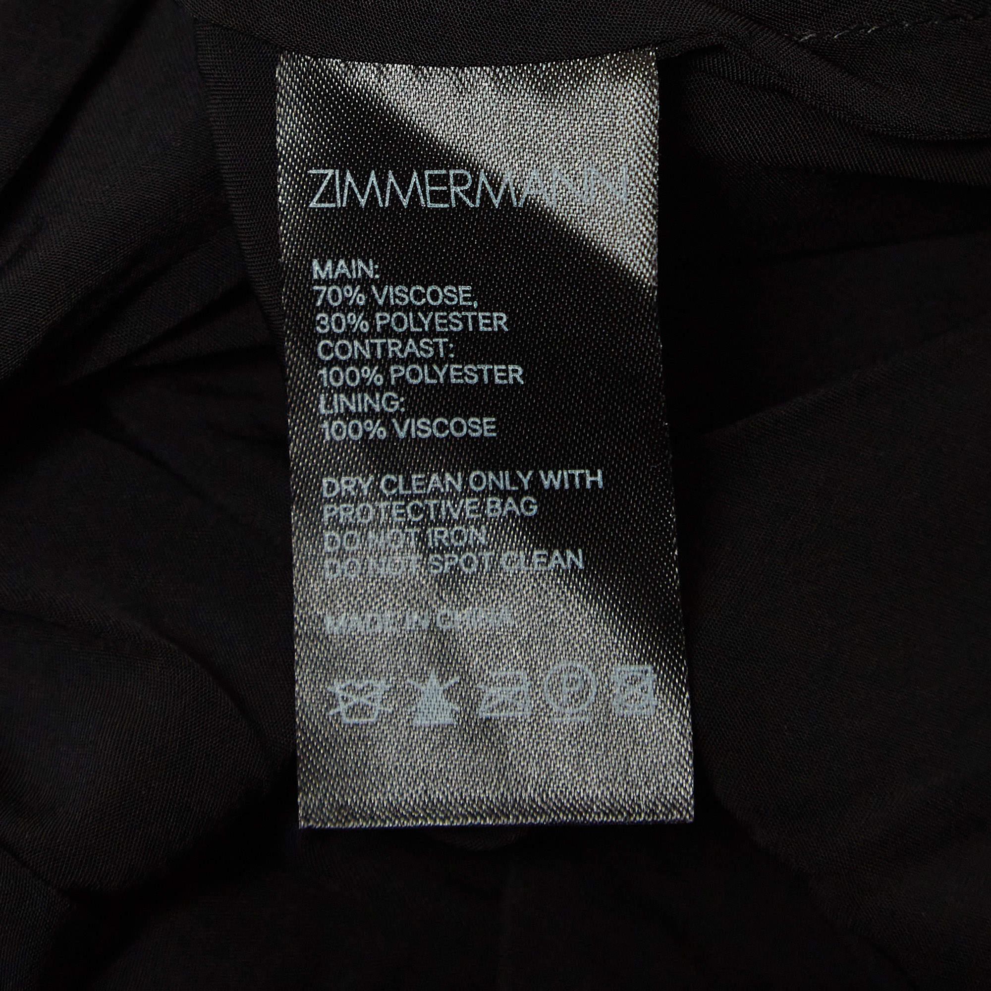Zimmermann Black Dotted Chiffon Lace Paneled Asymmetrical Dress S 1
