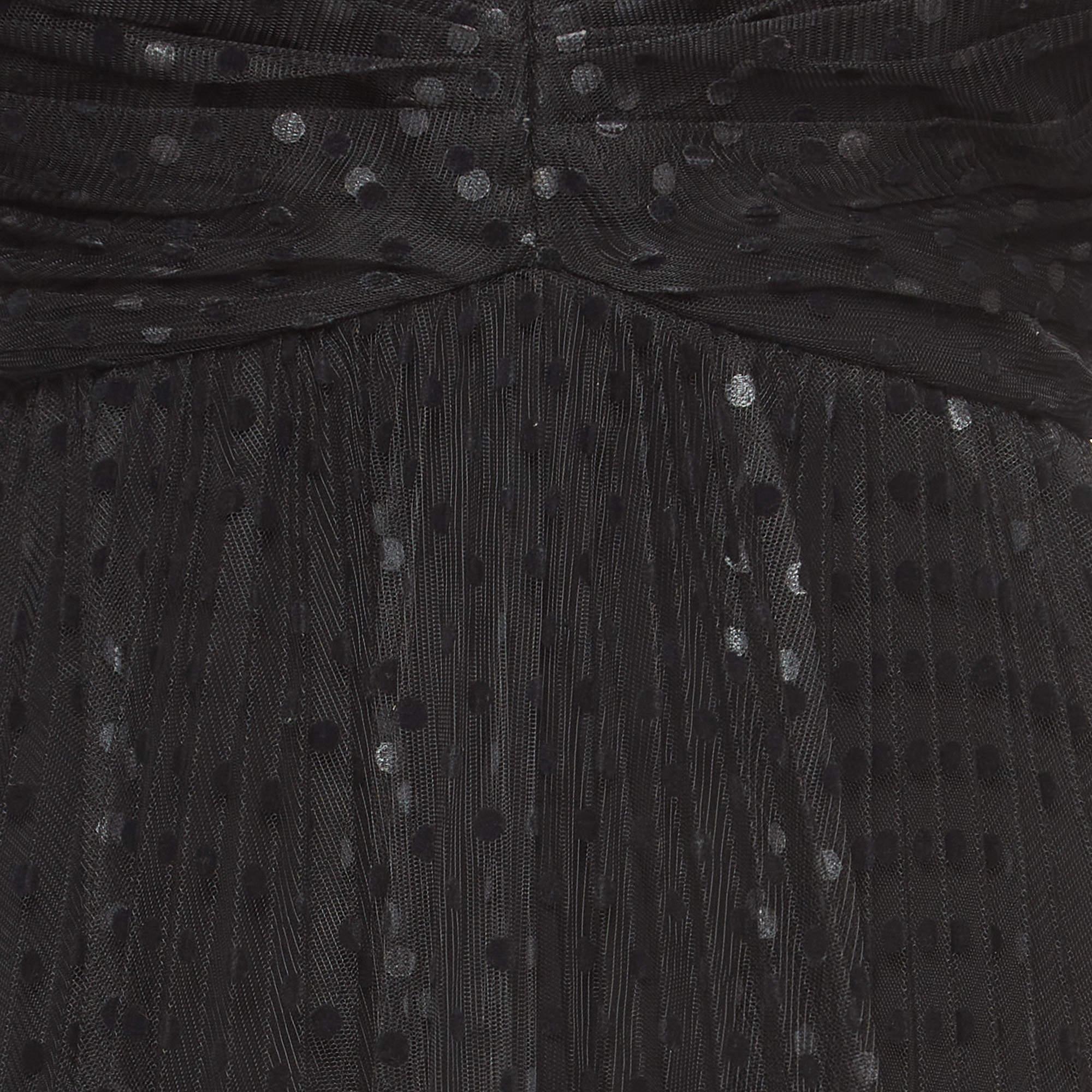 Zimmermann Black Dotted Tulle Pleated Midi Dress S In Excellent Condition In Dubai, Al Qouz 2