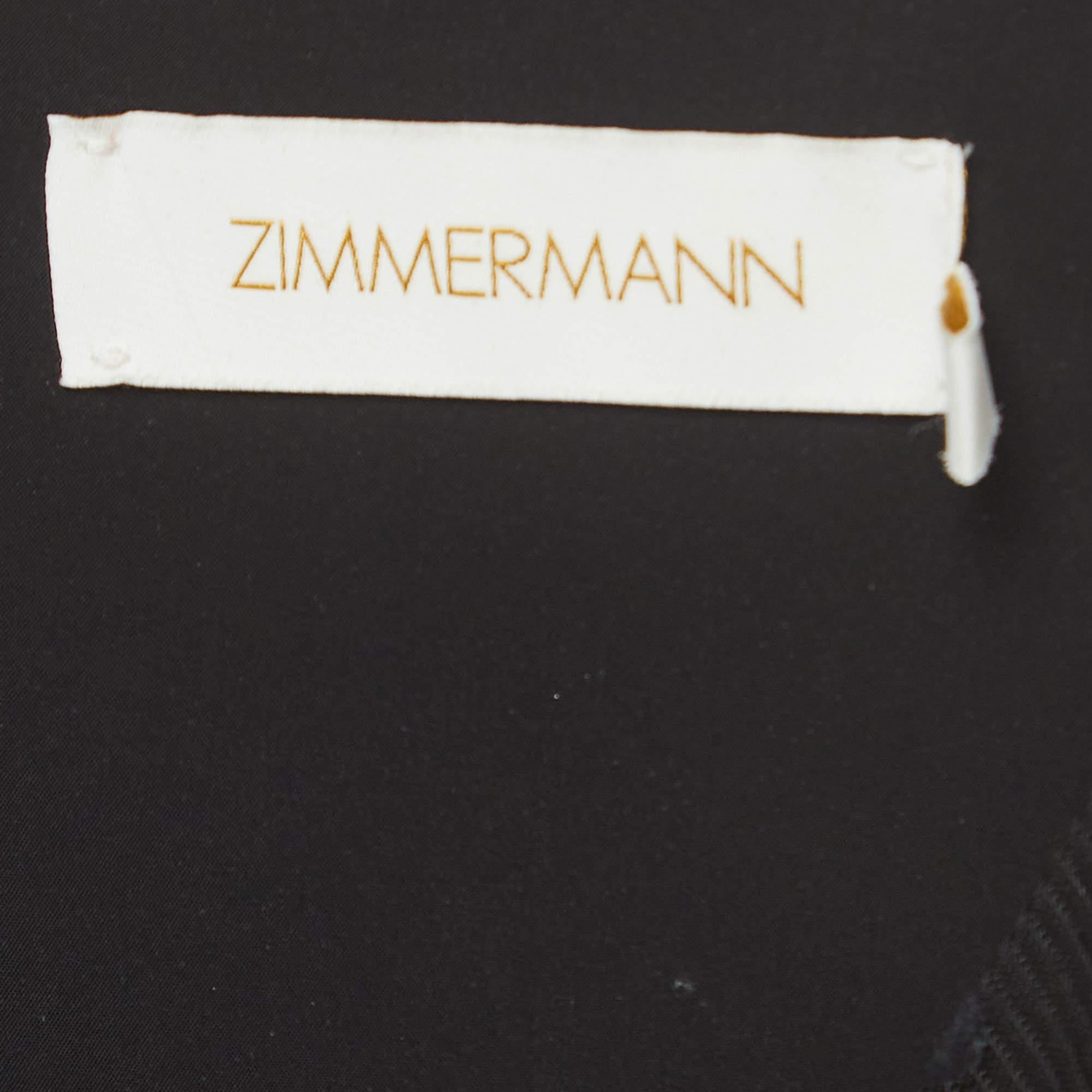 Women's Zimmermann Black Dotted Tulle Pleated Midi Dress S