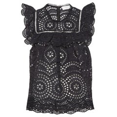 Zimmermann Black Floral Pattern Lace Ruffled Blouse S